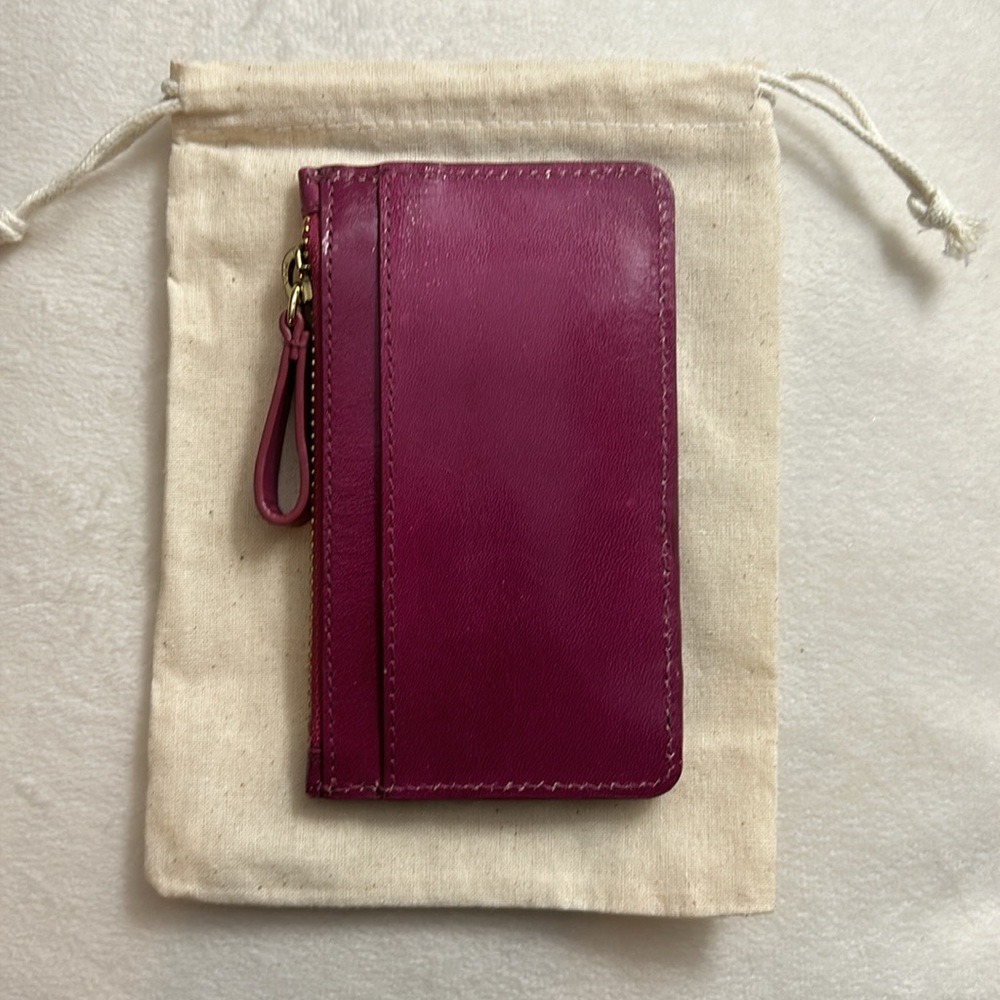 TUSK NY PLUM ITALIAN LEATHER CARD WALLET NWT